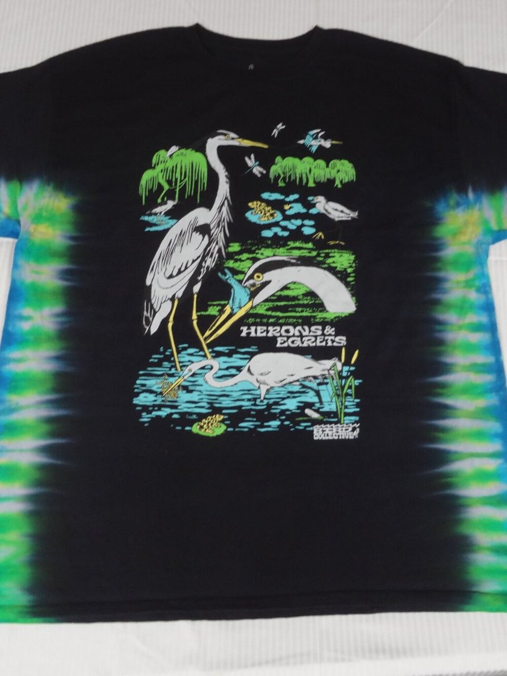BIRD COLLECTIVE HERONS & EGRETS TIE DYE T-SHIRT UNISEX SIZE 3XL T-SHIRT M37